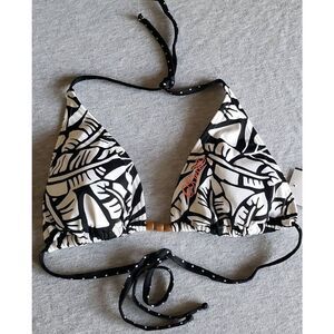 O'NEILL BLACK & WHITE TROPICS STRING TIE BIKINI TOP NWOT SIZE L